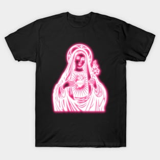 Pink Neon Virgin Mary T-Shirt